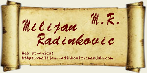 Milijan Radinković vizit kartica